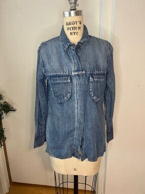 ONE X ONE TEASPOON Cotton/Linen Denim Shirt  Size Medium